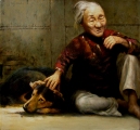 Friend Of Elderly - Oil On Canvas 28 x 30 inch